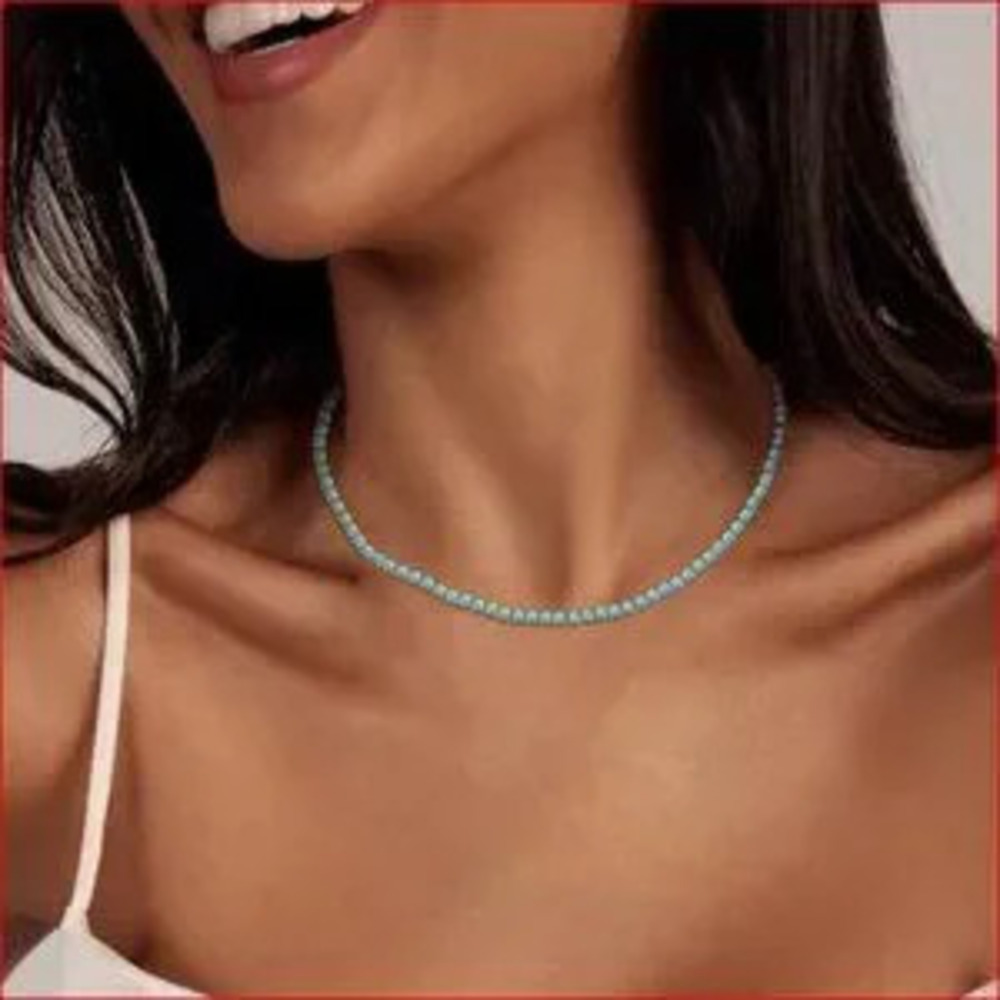 14K Gold Plated Tennis Necklace Dainty Zirconia Butterfly Choker Chain - Picture 3 of 7